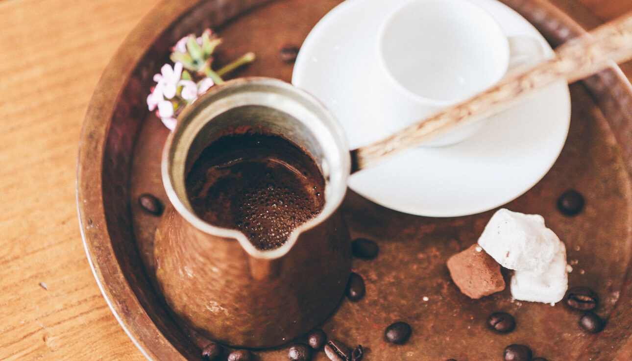 image of Greek coffee in a traditional jug