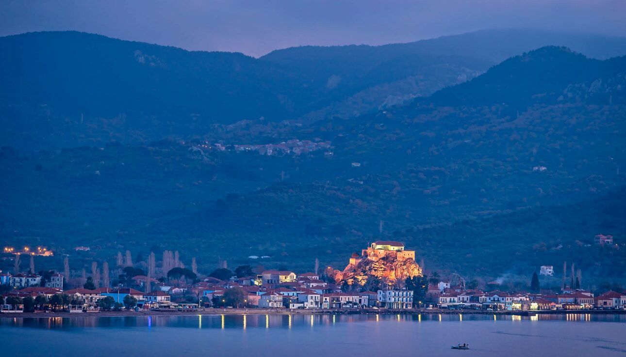 Church on the Rock at Dusk in Petra, Lesvos, Greece